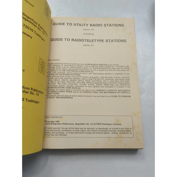 Guide To Utility RADIO STATIONS - KLINGENFUSS Thirteenth EDITION 1995 Amateur - Picture 6 of 16